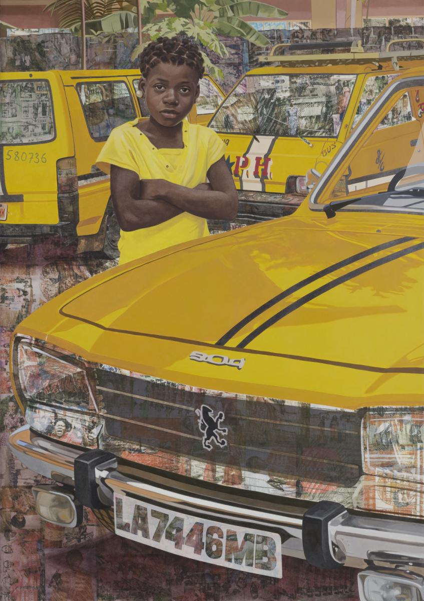 Njideka Akunyili Crosby, “The Beautyful Ones” Series #7, 2018. © Njideka Akunyili Crosby, courtesy the artist, Victoria Miro, and David Zwirner