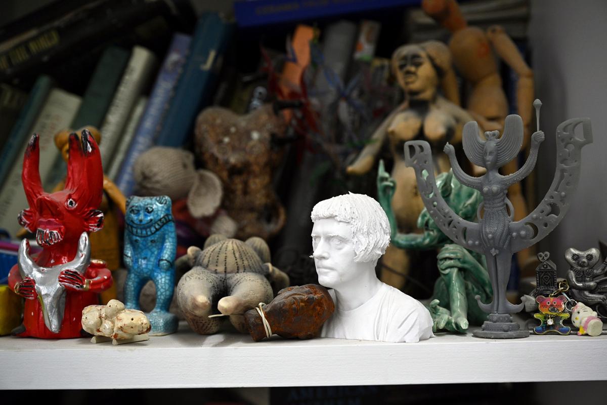 A shelf in the artist's studio. Photo John Millar