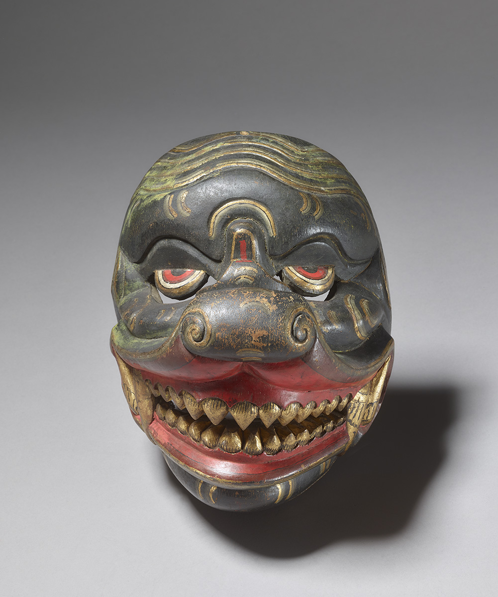 . Mask of the demon Macan Laut Central Java Late 1700s or early 1800s  Wood, pigment, fibre, gold leaf © Trustees of the British Museum