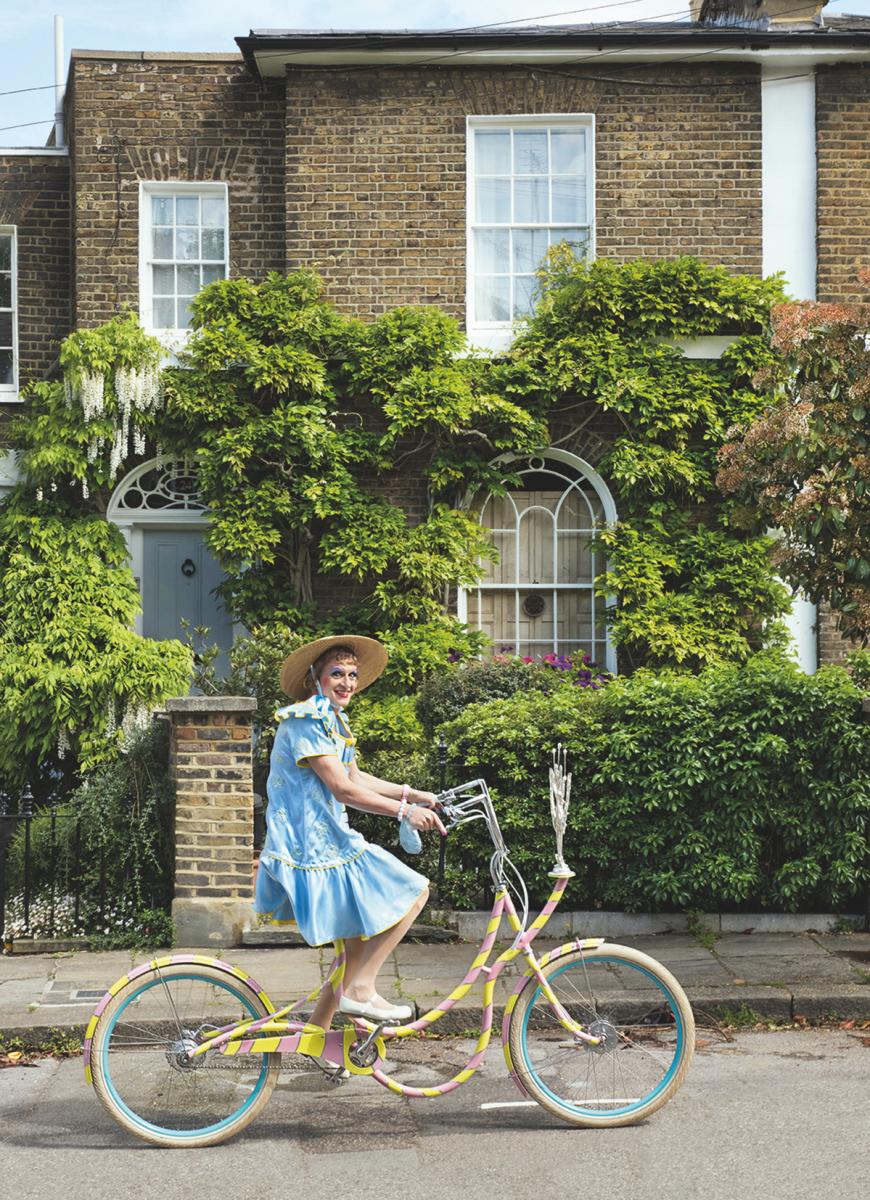 Left: ‘Bicycles are the future...’; Perry on his 2017 custom-made Princess Freedom Bicycle, 2017. Photo: Thierry Bal